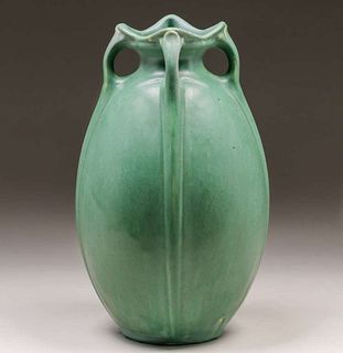 Radford Radura Matte Green Four-Handled Vase c1910