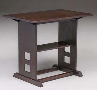 Early Limbert Cutout Chestnut Trestle Table c1902-1905