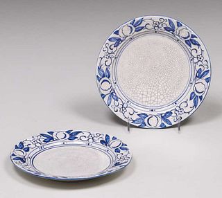 Two Dedham Pottery Horse Chestnut Plates c1910s