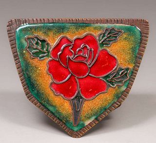 Boston Arts & Crafts Hammered Copper & Enamel Ring Box c1905