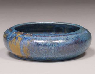 Fulper Pottery Blue Crystalline Bowl c1910s