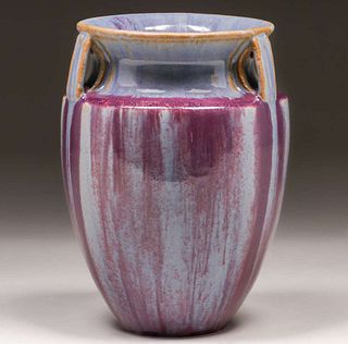 Fulper Pottery Three-Handle Purple Vase c1910s