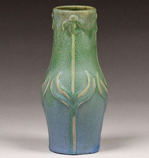 Van Briggle #821 Matte Blue & Green Vase 1912