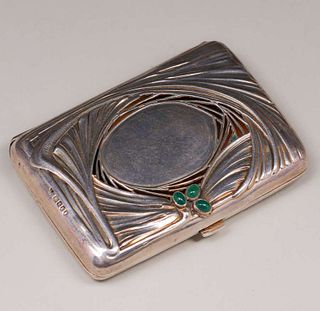 English Art Nouveau Sterling Silver Cigarette Case 1902
