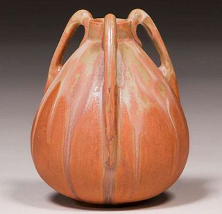 Denbac Pottery French Three-Handle Vase c1910