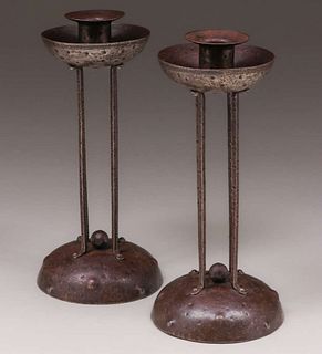 Pair Goberg Iron Candlesticks c1905