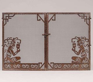 Mayan Revival Arts & Crafts Fire Screen c1920s