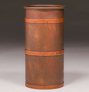 Russian Arts & Crafts Hammered Copper & Brass Cylinder Vase c1910