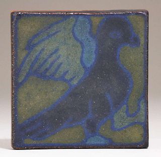 RareÂ California FaienceÂ Matte Glazed Dove Tile c1914-1921