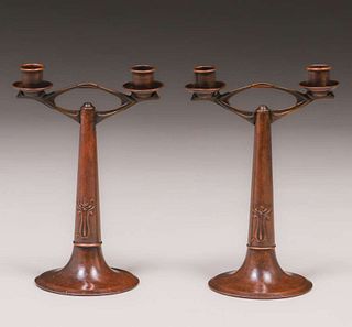 Pair German Copper Candlesticks c1910