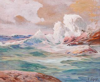 Angel Espoy California Coastal Painting c1920s