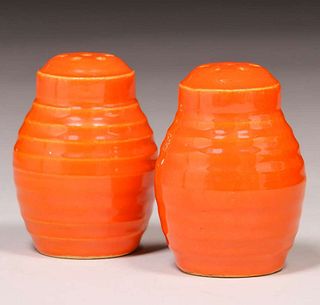 Bauer Orange Ringware Salt & Pepper Shakers c1930s