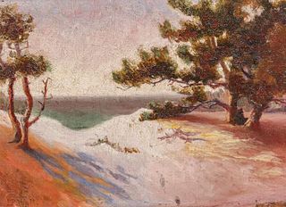 L.B. Wall California Coastal Painting c1900