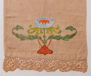 Arts & Crafts Embroidered Table Runner c1910