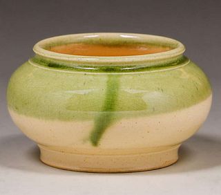 Alberhill Pottery â€“ Alexander W. Robertson Pale Green Squat Vase c1914