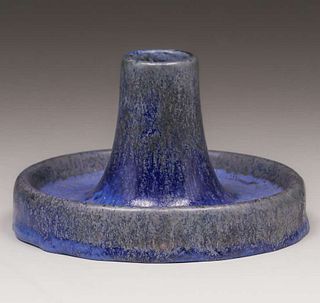 Fulper Pottery Matte Blue Candlestick c1910s