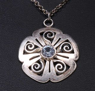 Kalo â€“ Chicago Sterling Silver & Amethyst Pendant Necklace c1910