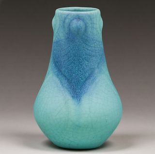 Van Briggle Two-Tone Matte Blue Vase Mid-Century