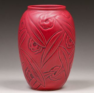 Weller Pottery Matte Red Vase c1920s