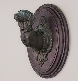 Antique Bronze Dog Coat Hook c1910s