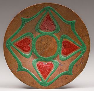 The Art Crafts Shop - Buffalo, NY Copper & Enamel Card Tray c1905