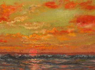 California Coastal Sunset Painting c1910