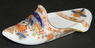 19th Century German Meissen Hand Painted Porcelain Shoe