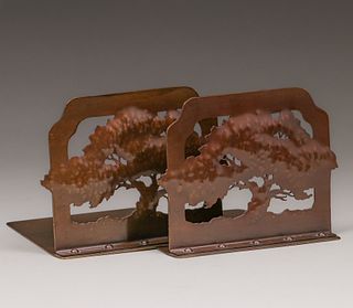 Buffalo Studios Hammered Copper Cutout Bookends c1990s