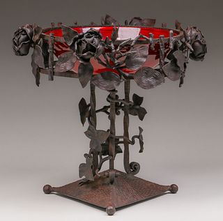 Arts & Crafts Hand-Forged Iron Compote c1910s