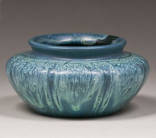 Hampshire Pottery Matte Blue Squat Vase c1910
