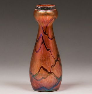 Loetz Glass Vase English Sterling Silver Rim c1910s