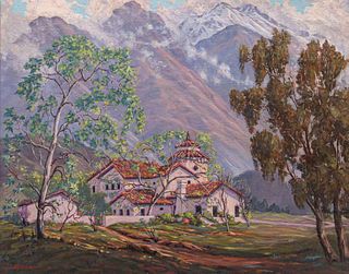 John C. Brennan Painting Topanga Canyon Mountains c1940