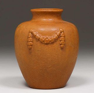 Grueby Pottery Matte Brown Vase c1900