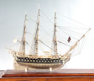 EARLY 19TH C. FRENCH PRISONER-OF-WAR SHIP MODEL OF A ROYAL NAVY SHIP OF THE LINE