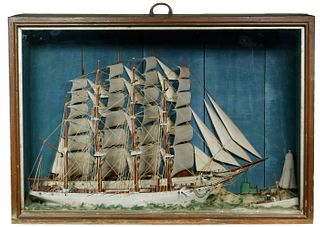 19TH C. DOUBLE SHIP DIORAMA
