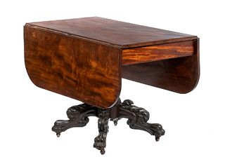 AMERICAN FEDERAL PERIOD PAW FOOT DROP LEAF DINING TABLE