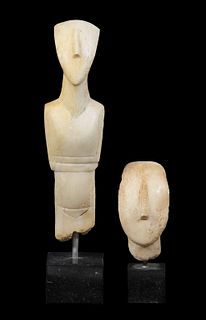 (2) CYCLADIC STYLE MARBLE CARVINGS