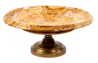 ANCIENT BRONZE MOUNTED ONYX COMPOTE