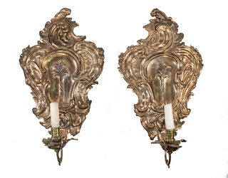 PR DUTCH BRASS CANDLE SCONCES WITH PALM TREES