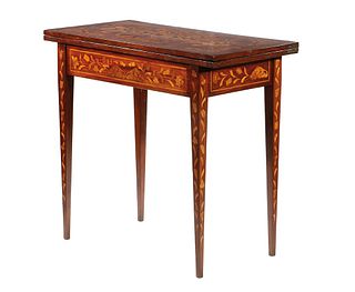 DUTCH MARQUETRY CARD TABLE WITH MAKER'S STAMP