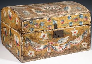 EARLY PAINT DECORATED DOME TOP BOX
