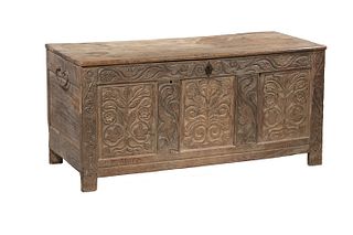 EARLY CONTINENTAL CARVED TRUNK