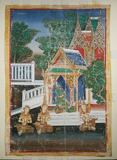 (3) 18TH C. THAI PAINTINGS OF THE LIFE OF BUDDHA, UNFRAMED