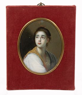 LARGE 19TH C. OVAL PORTRAIT OF A BEAUTIFUL YOUNG WOMAN