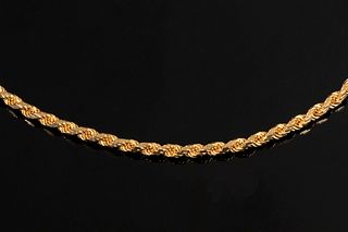 14 K GOLD WOVEN ROPE FORM NECKLACE