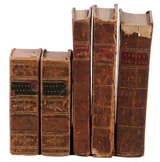 EARLY LEATHERBOUND BOOKS, (4) TITLES IN (5 VOLS)