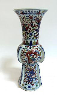 Chinese Doucai Decorated Gu Vase