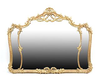 ITALIAN CARVED & GILDED OVERMANTLE MIRROR