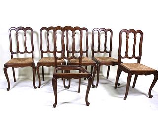 SIX ANTIQUE OAK COUNTRY FRENCH SIDE CHAIRS