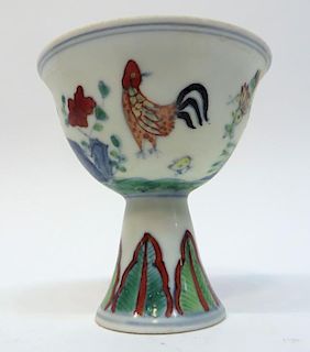 Chinese Doucai Rooster Tea Cup